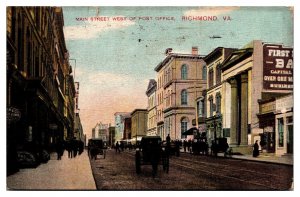 1911 Main Street, West of the Post Office, Richmond, VA Postcard
