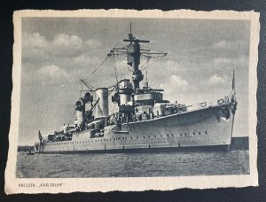 Mint Germany Real Picture Postcard RPPC German Navy Cruiser Karlsruhe