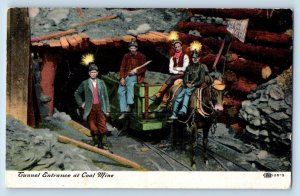 Pennsylvania PA Postcard Tunnel Entrance At Coal Mine Workers c1910's Antique