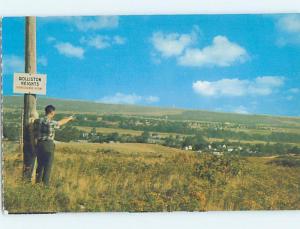 Pre-1980 WOLLISTON HEIGHTS SIGN ON TELEPHONE POLE OUTSIDE TOWN Truro NS F8624@