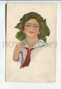 477978 Philip BOILEAU Belle Girl Lady w/ Green Bow Vintage At Polyphot FINLAND