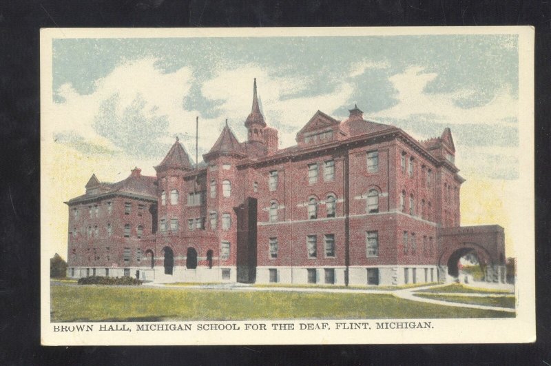 FLINT MICHIGAN BROWN HALL MICHIGAN SCHOOL FOR THE DEAF VINTAGE POSTCARD