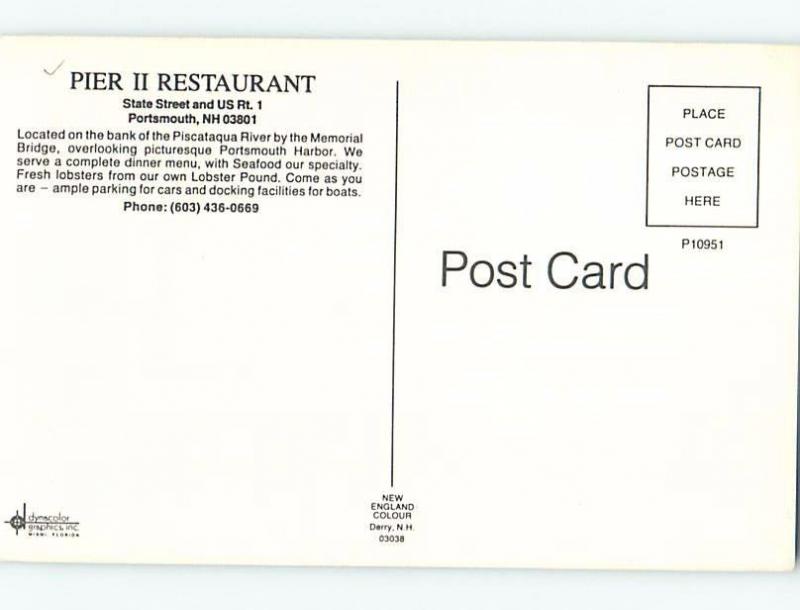 Unused Pre-1980 RESTAURANT SCENE Portsmouth New Hampshire NH B8029