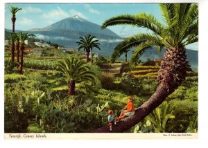 Children on Palm Tree, Tenerife, Canary Islands, Used 1977