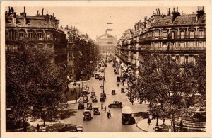 Paris En Flanant The Opera Avenue Cancel Vintage Postcard WOB Mail Street Auto 