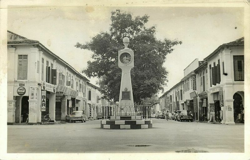 malay malaysia, PORT DICKSON, Clock Tower, Cars, Coca Cola (1950s) Real Photo