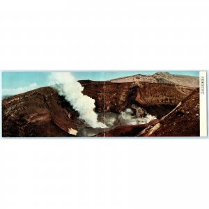 c1950s Panorama Mt. Aso Japan Volcano Crater Litho Photo Wide 11 Postcard A31