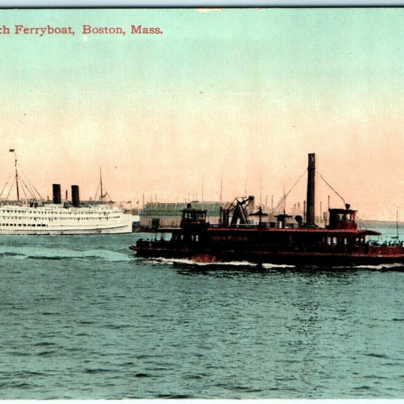 c1910s Boston, Mass. Rivere Beach Newtown Ferryboat Steamboat Steam Ship A39