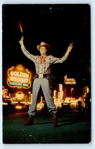 LAS VEGAS, NV~GLITTER GULCH NEON~  COWBOY on Fremont Street c1950s  Postcard