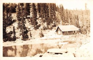 Alberta Canada Lake Agnes Cabin Scenic View Real Photo Postcard AA37829