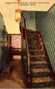 Illinois Springfield Abraham Lincoln's Home Original Walnut Stairway Cur...