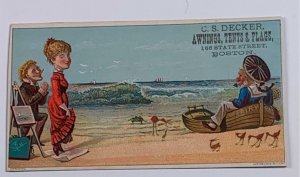 Advertising Victorian Trade Card CS Decker Awnings Tents & Flags Boston MA