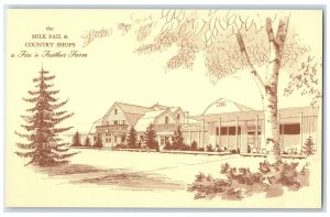 c1920 The Milk Pail And Country Shops At Fin 'n Father Farm Dundee IL Postcard