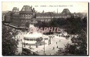 Old Postcard Paris Place de la Republique