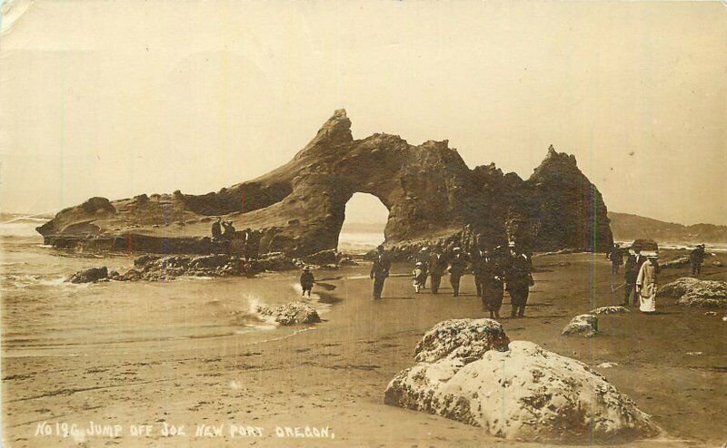 Newport Oregon Jump Off Joe #196 Pacific C-1910 RPPC Photo Postcard 21-6851