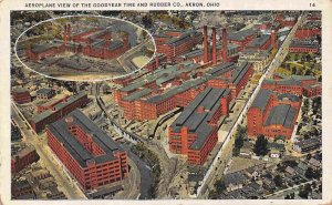 Goodyear Tire and Rubber Factory Aerial View Akron Ohio 1931 postcard