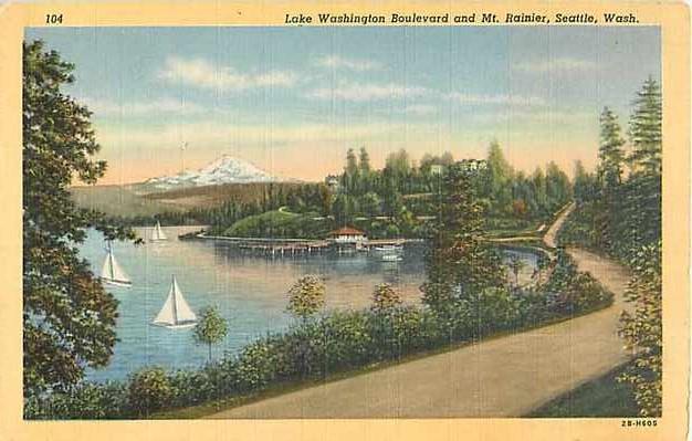 Linen Card of Lake Washington Boulevard Seattle WA