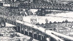 Ohio River Valley at Cincinnati in 1973 - Drawing from Hills of Kentucky