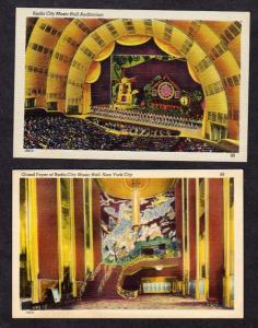 NY Lot 2 Radio City Music Hall New York City Postcards Linen PC