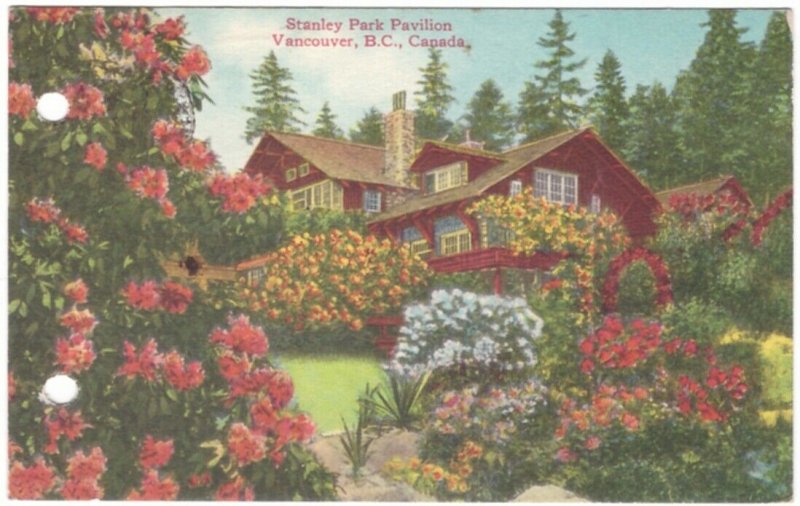 Stanley Park Pavilion, Vancouver, British Columbia, Vintage 1949 Linen Postcard 