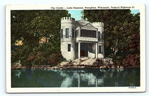 STOUGHTON, WI Wisconsin ~ CASTLE on LAKE KEGONSA 1951 Dane County Postcard
