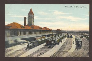 DENVER COLORADO UNION RAILROAD DEPOT TRAIN STATION VINTAGE POSTCARD 1911