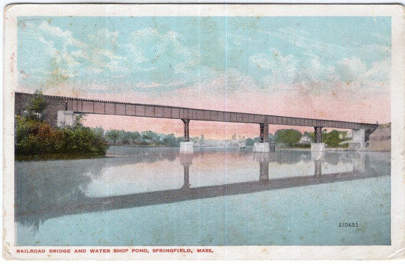 Springfield, Mass, Railroad Bridge and Water Shop Pond