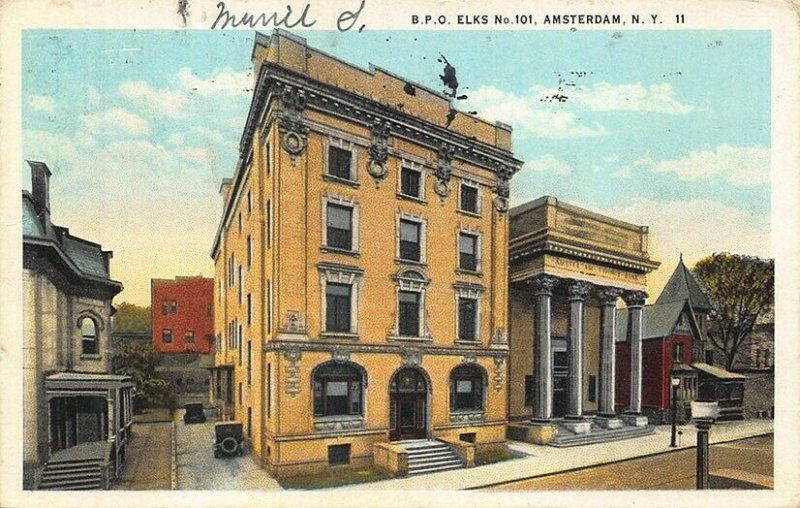 Amsterdam NY B. P. O. Elks No. 101 in 1927 Postcard