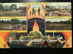 Vintage Postcard 1949 Scenes in Chicago Parks Illinois (IL)