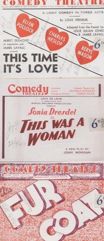 Fur Coat This Was A Woman Time Is Love Comedy 3x Mini  London Theatre Programme