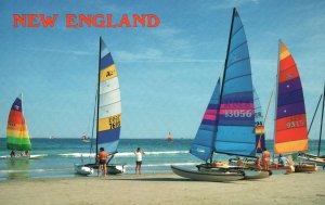 Postcard Color On Parade Brilliant Sails Of Hobie Cats Vivid Color New England