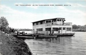 Michigan MI Postcard c40s NEWBERRY Tahquamenon River Boat Dock River 2