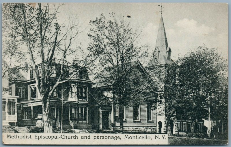 MONTICELLO SULLIVAN COUNTY NY METHODIST CHURCH 1912 ANTIQUE POSTCARD