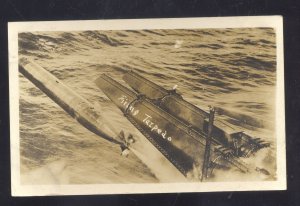 RPPC UNITED STATES NAVY BATTLESHIP FIRING TORPEDO BOMB REAL PHOTO POSTCARD