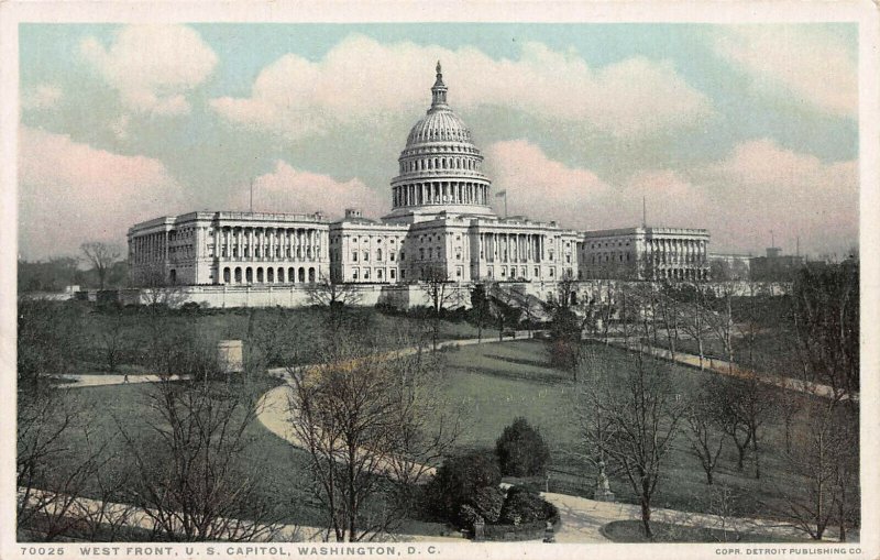 West front, U.S. Capitol, Washington, DC, Postcard, Unused, Detroit Publishing