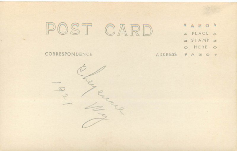 RPPC Postcard Rodeo Cowboy Smoky Branch on Bronco Glass Eye Cheyenne WY 1921