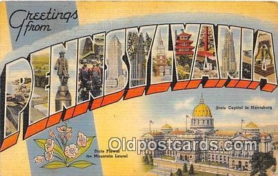 Large Letter State Linen Pennsylvania, USA Postal Used Unknown 