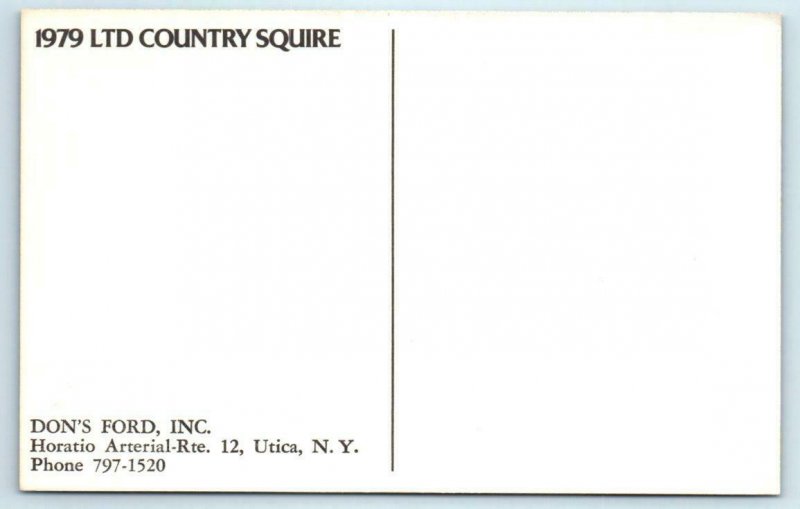 Car Advertising 1979 FORD LTD COUNTRY SQUIRE Don's Ford Utica, NY