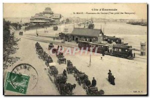 Old Postcard Saint Malo Casino Panorama View taken from the ramparts Train