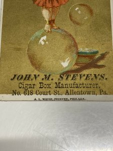 Victorian Trade Card John M Stevens Cigar Box Manufacturer Allentown PA Lot of 2