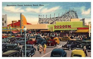Postcard AMUSEMENT PARK SCENE Salisbury Beach Massachusetts MA AU7938