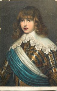 Painting fine art vintage postcard portrait of Son Frederick III of Denmark subs