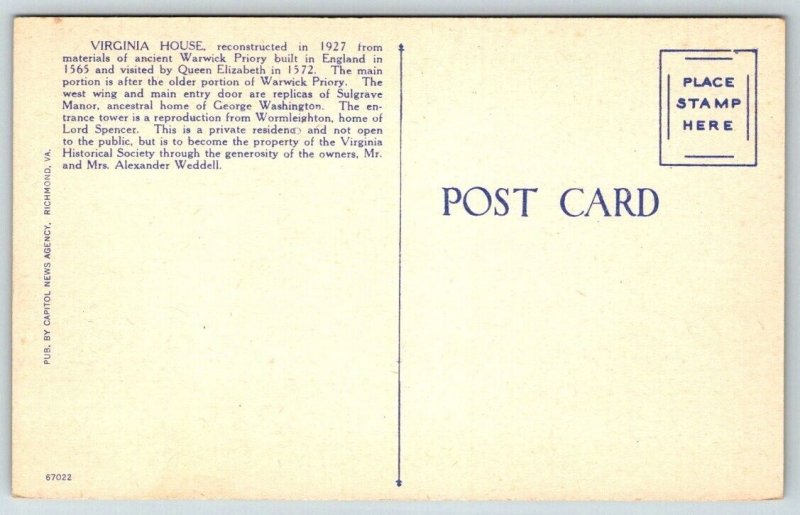 Windsor Farms  Richmond  Virginia  Postcard