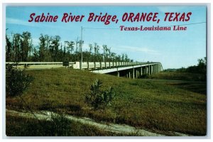 1960 Sabine River Bridge Orange Texas TX Texas-Louisiana Line View Gram Postcard 