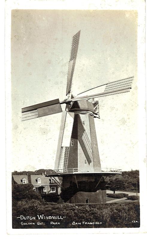 RPPC Postcard San Francisco Dutch Windmill Golden Gate Park