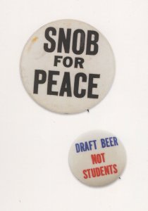 Snob For Peace Draft Beer Not Students Vintage Badge Button Postcard