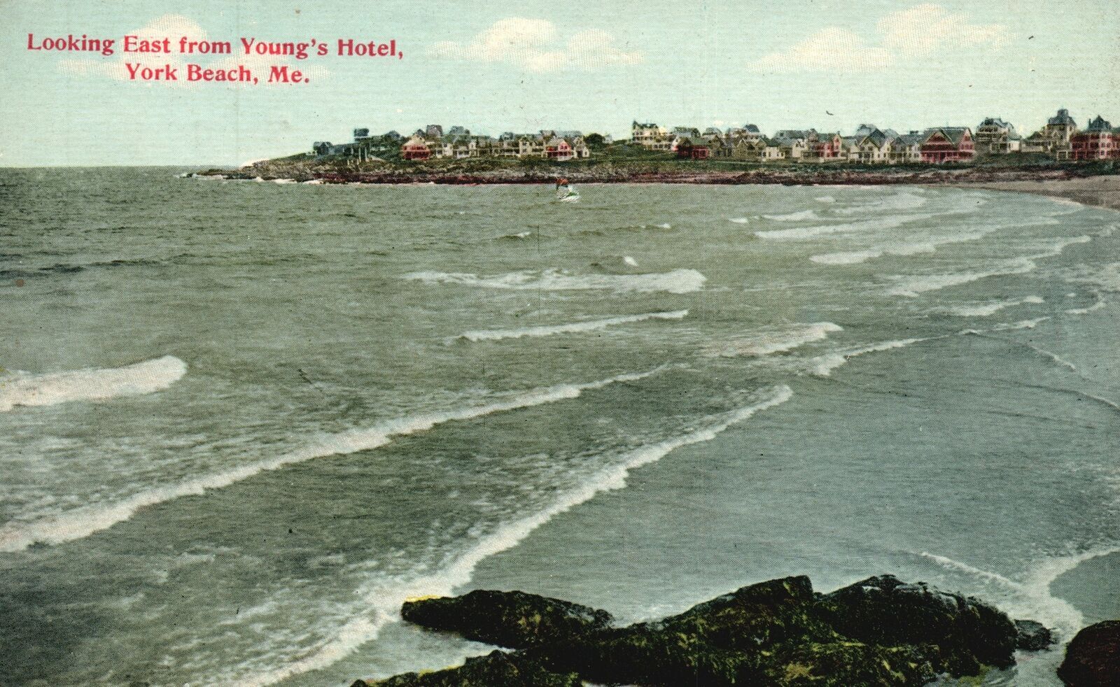 Vintage Postcard 1913 Looking East From Young's Hotel York Beach Maine
