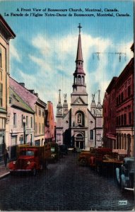 Vintage 1954 Front View Bonsecours Church Montreal Canada Linen Postcard