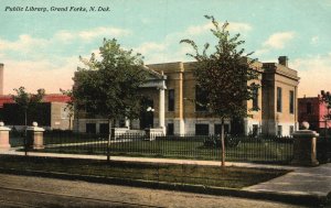 Vintage Postcard 1910's View of Public Library Grand Forks North Dakota N. D.