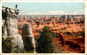 View Painted Desert Grand Canyon Navajo Mountains Man Looking Postcard Unused 